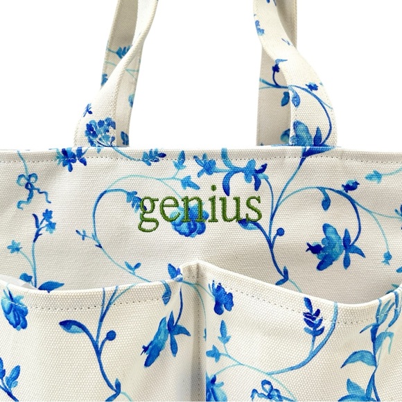 Hill House  The Market Tote White & Blue Floral Embroidered Bag - Picture 3 of 12